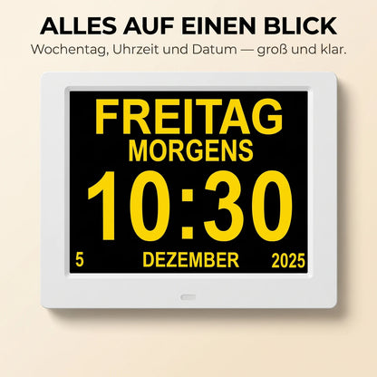 KLARA – Kalenderuhr für Senioren – Wochentag & Datum groß