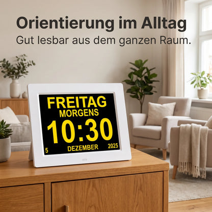 KLARA – Kalenderuhr für Senioren – Wochentag & Datum groß