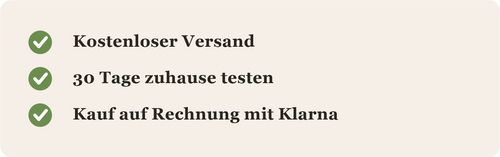 FAMESSA Vorteile: Kostenloser Versand, 30 Tage zuhause testen, Kauf auf Rechnung mit Klarna