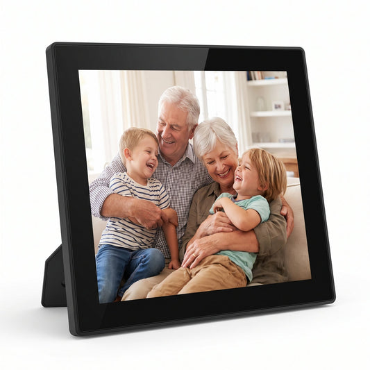 Digitaler WLAN-Bilderrahmen mit Familienfoto von Famessa