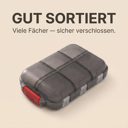 PILLBE – Tablettenbox für unterwegs mit 6 Fächern