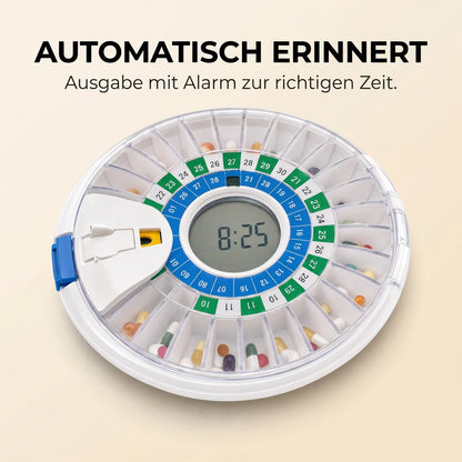 CURA – Automatischer Tablettenspender mit Alarm, 28 Fächer