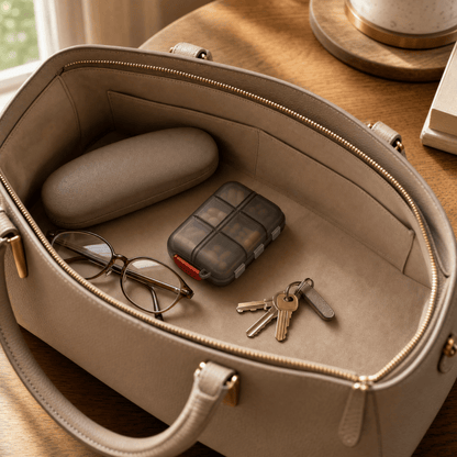 PILLBE Pillendose passt in jede Handtasche – Begleiter für unterwegs
